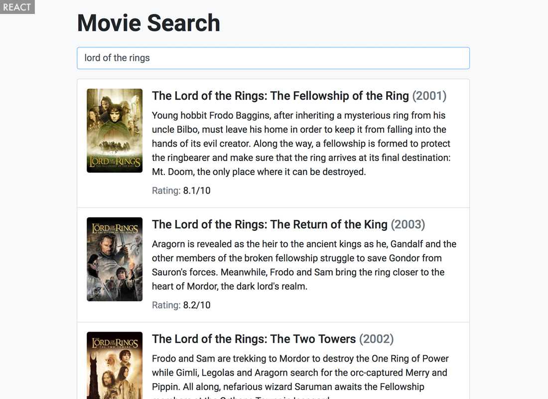 React Movie Search